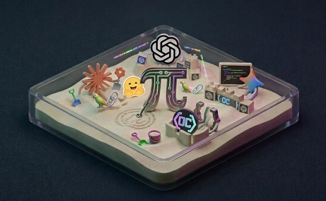 A miniature sandbox filled with agent and developer-tool characters